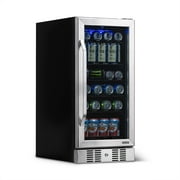 Newair 96 Can Beverage Refrigerator Cooler, Freestanding Small Mini Fridge in Stainless Steel for Home, Office or Bar